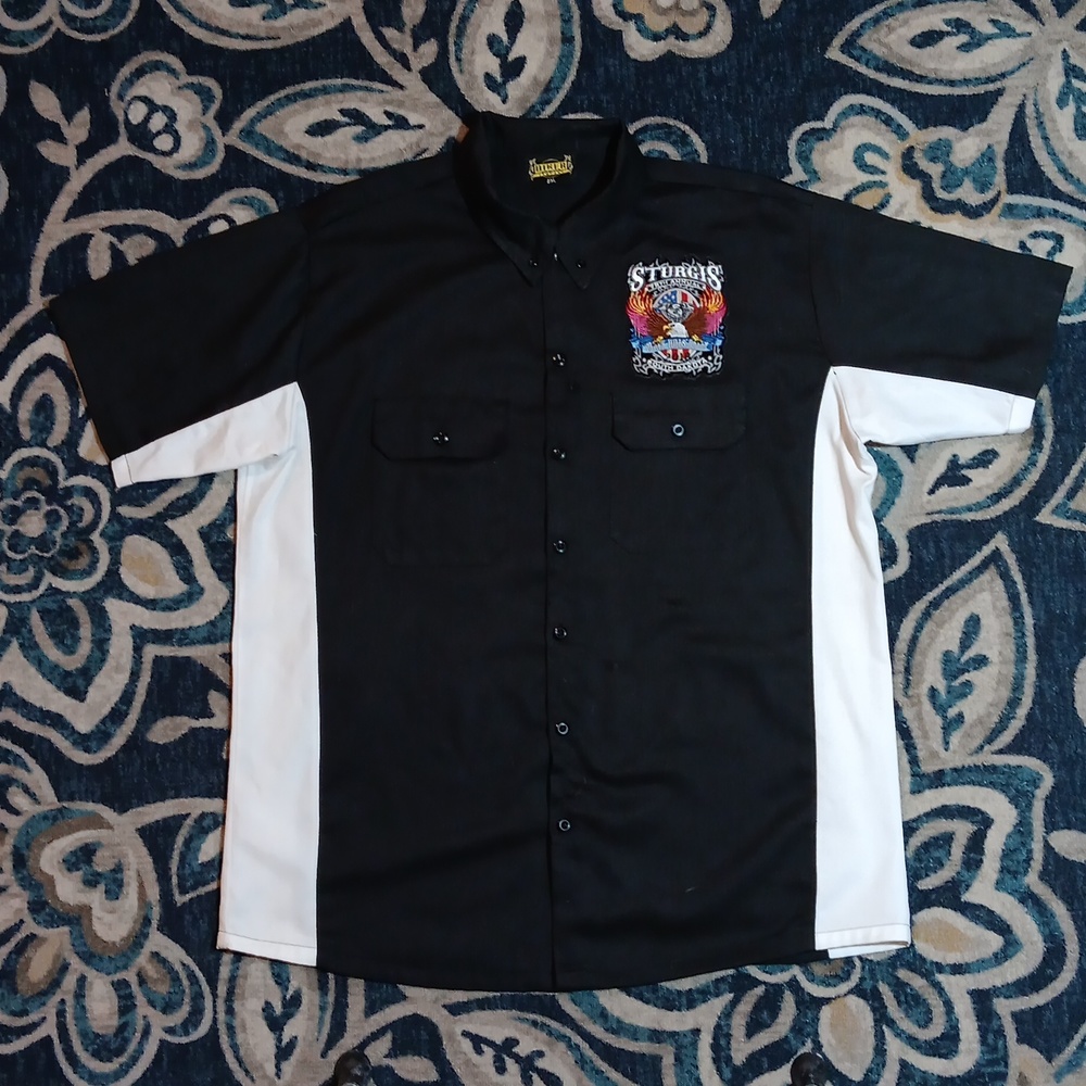 Biker clothing company Sturgis short sleeve button up shirt mens 2XL